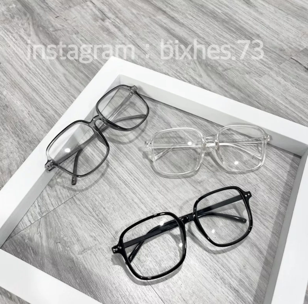 膠框三色方型眼鏡(J00011)