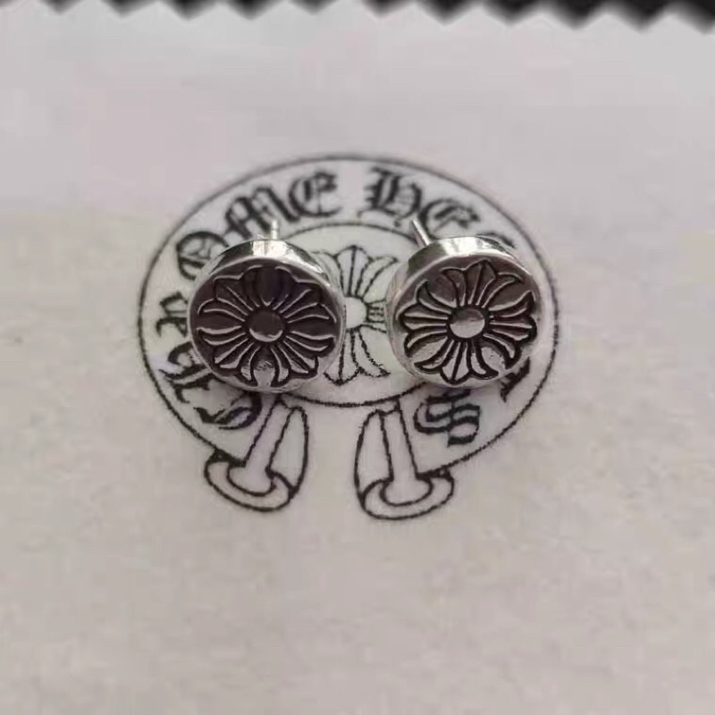 ［hao nice] 100%純銀❤️ 一對兩個 純銀耳環Chrome Hearts克羅心十字架 耳釘十字花復古銀耳飾 防過敏