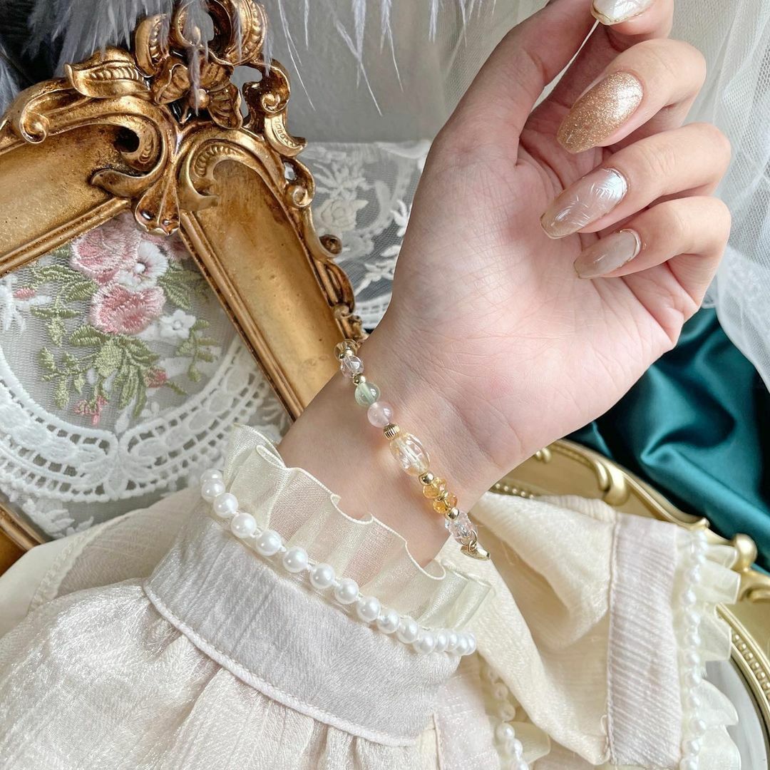 ☽◌*漫漫花癮-花的序曲系列／粉水晶．葡萄石．黃水晶