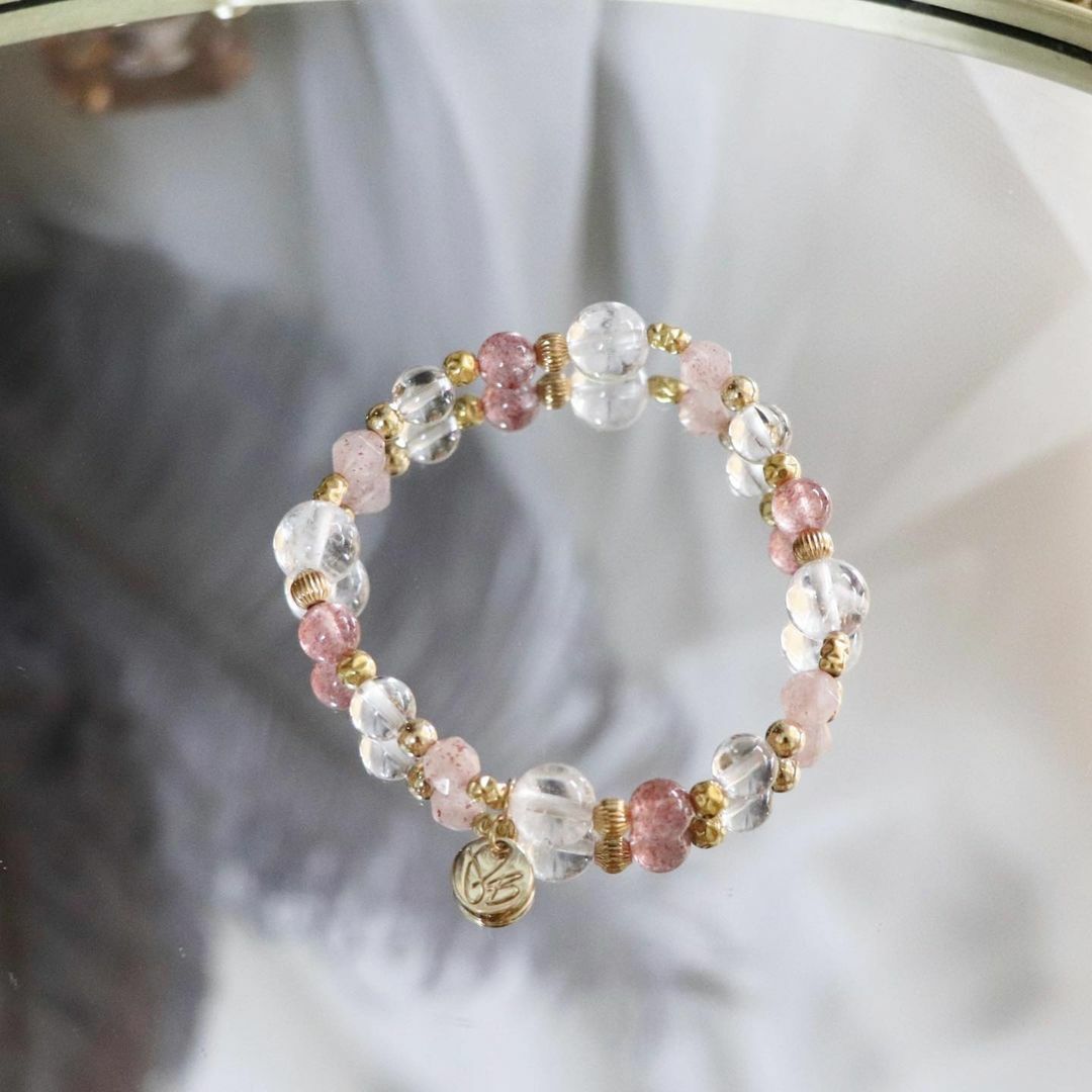 ☽◌*奶油圓舞曲／草莓晶．白幽靈．白水晶