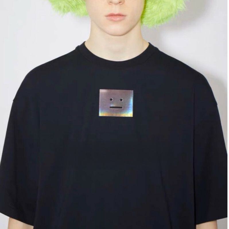 Acne Studios 23SS 鐳射笑臉 方塊反光表情 短袖 短T