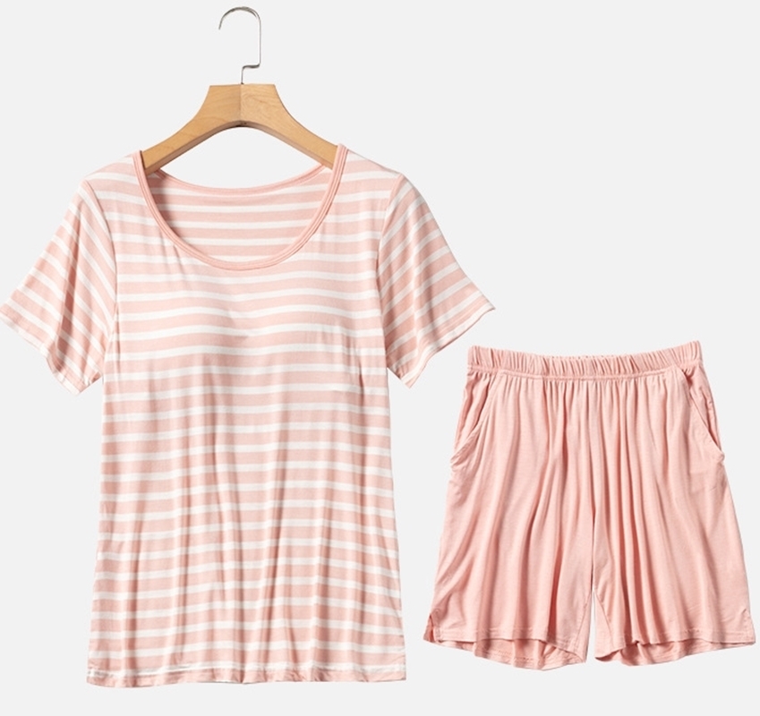 莫代爾條紋Bra短褲套裝 四色