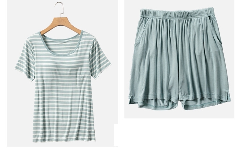 莫代爾條紋Bra短褲套裝 四色