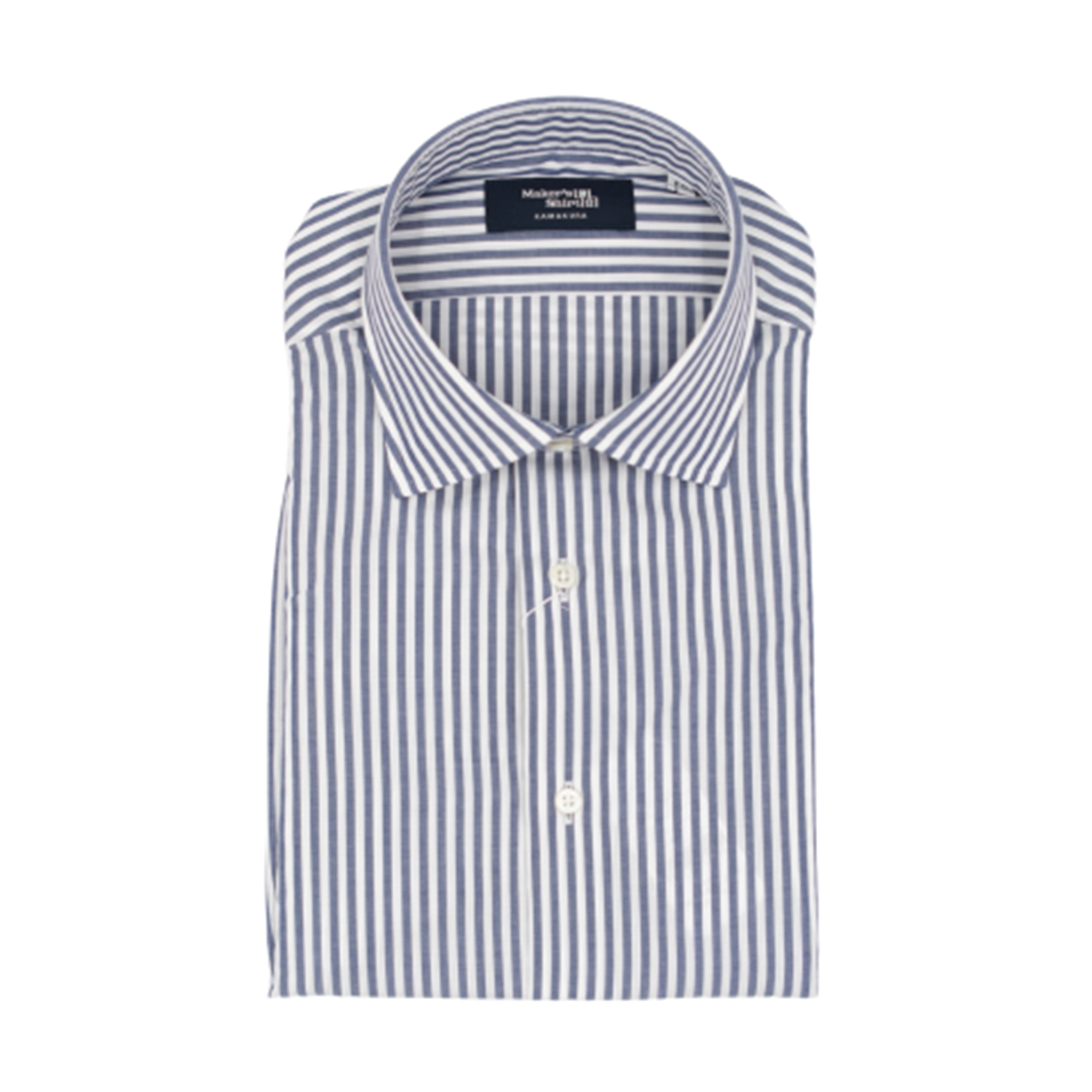 Kamakura Shirts ｜ Spread Collar Broadcloth Navy Stripe