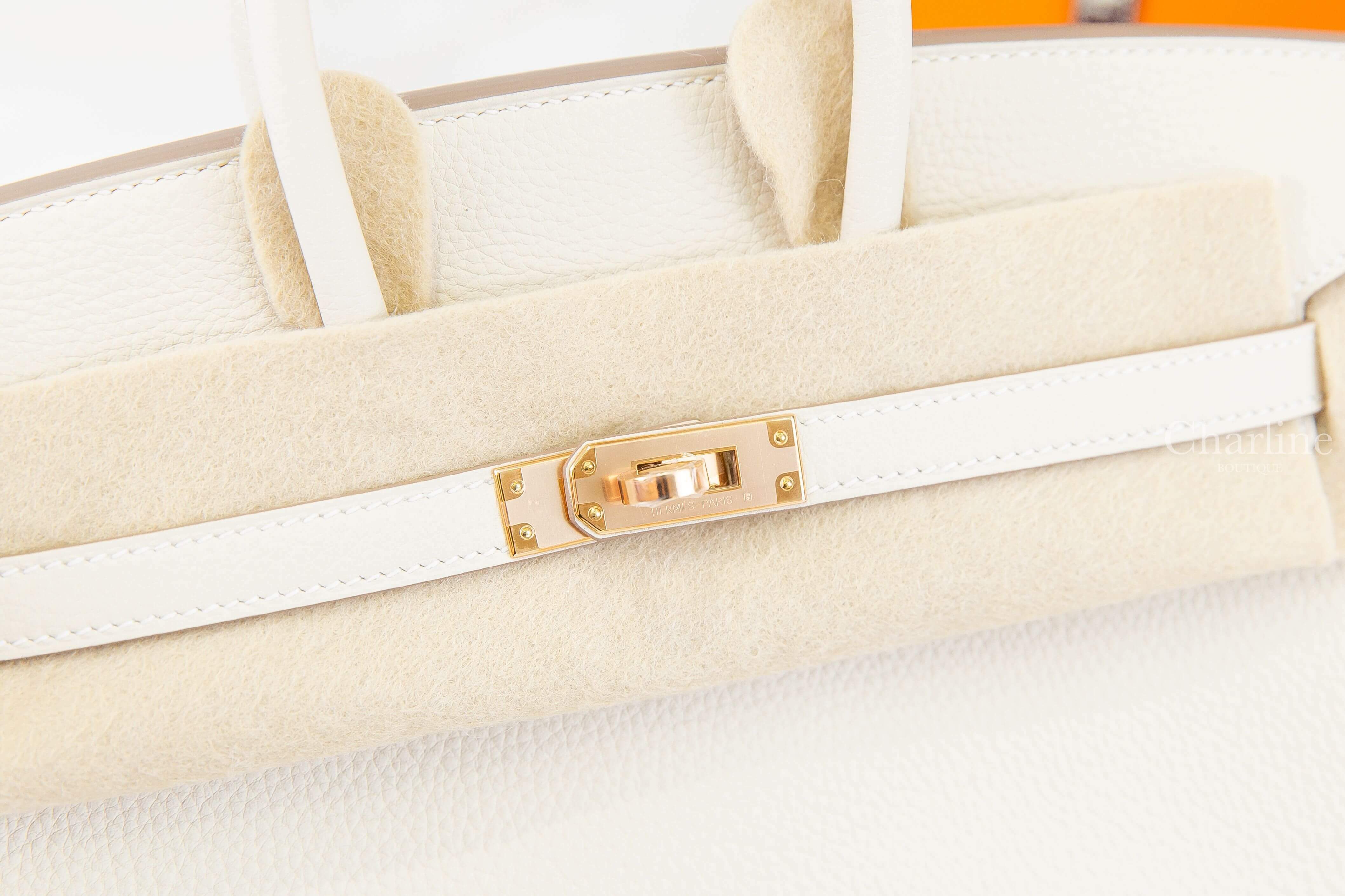 Hermès Birkin 25cm 10 Craie Togo 奶昔白玫瑰金釦鉑金包