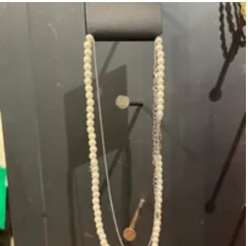 [S] NYU.NYU 2 LAYER PEARL NECKLACE,SILVER, SNN190 (SNN190)