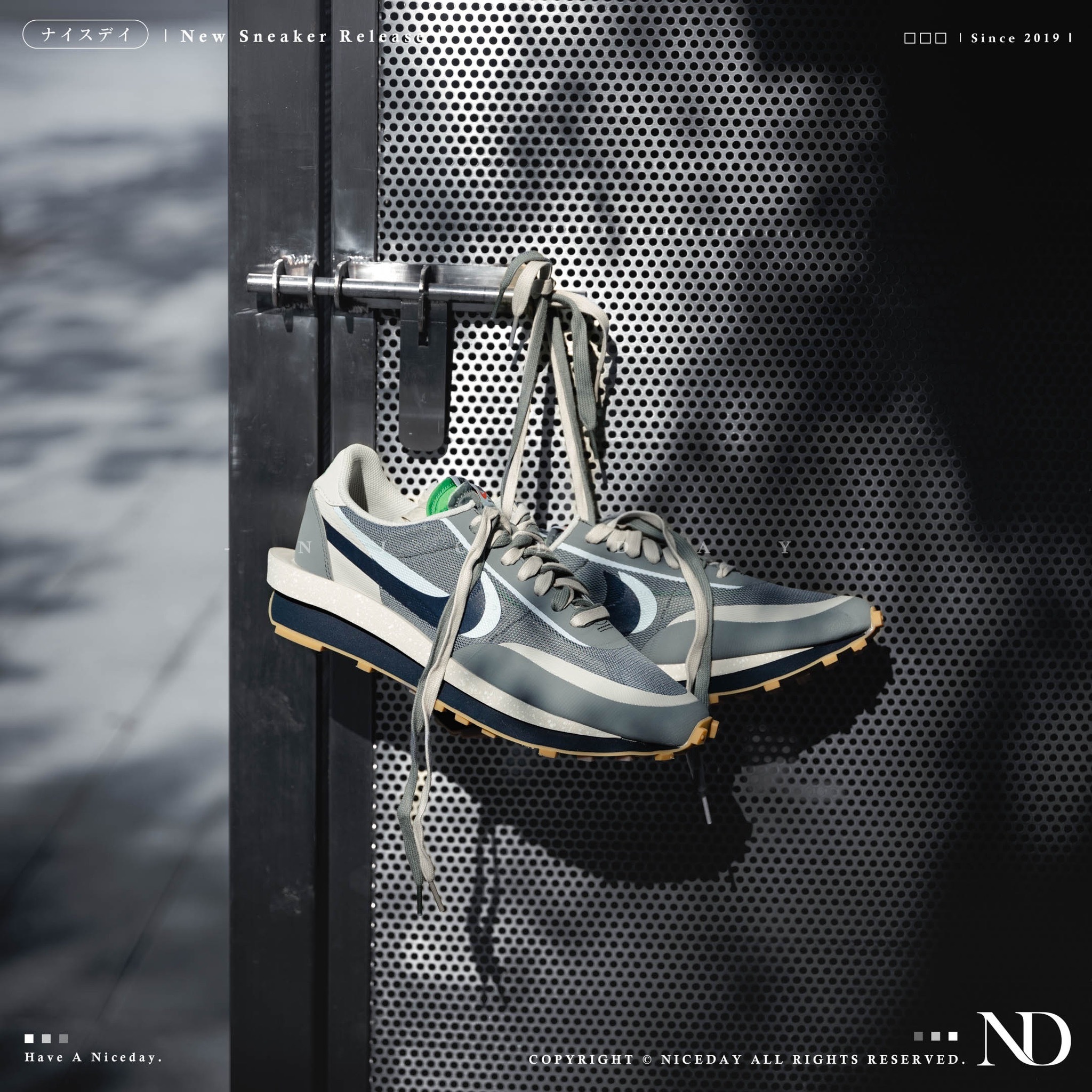 NiceDay 部分現貨 Nike waffle x sacai x clot 灰藍 三方聯名 陳冠希 荊棘 男女尺寸  DH3114-001