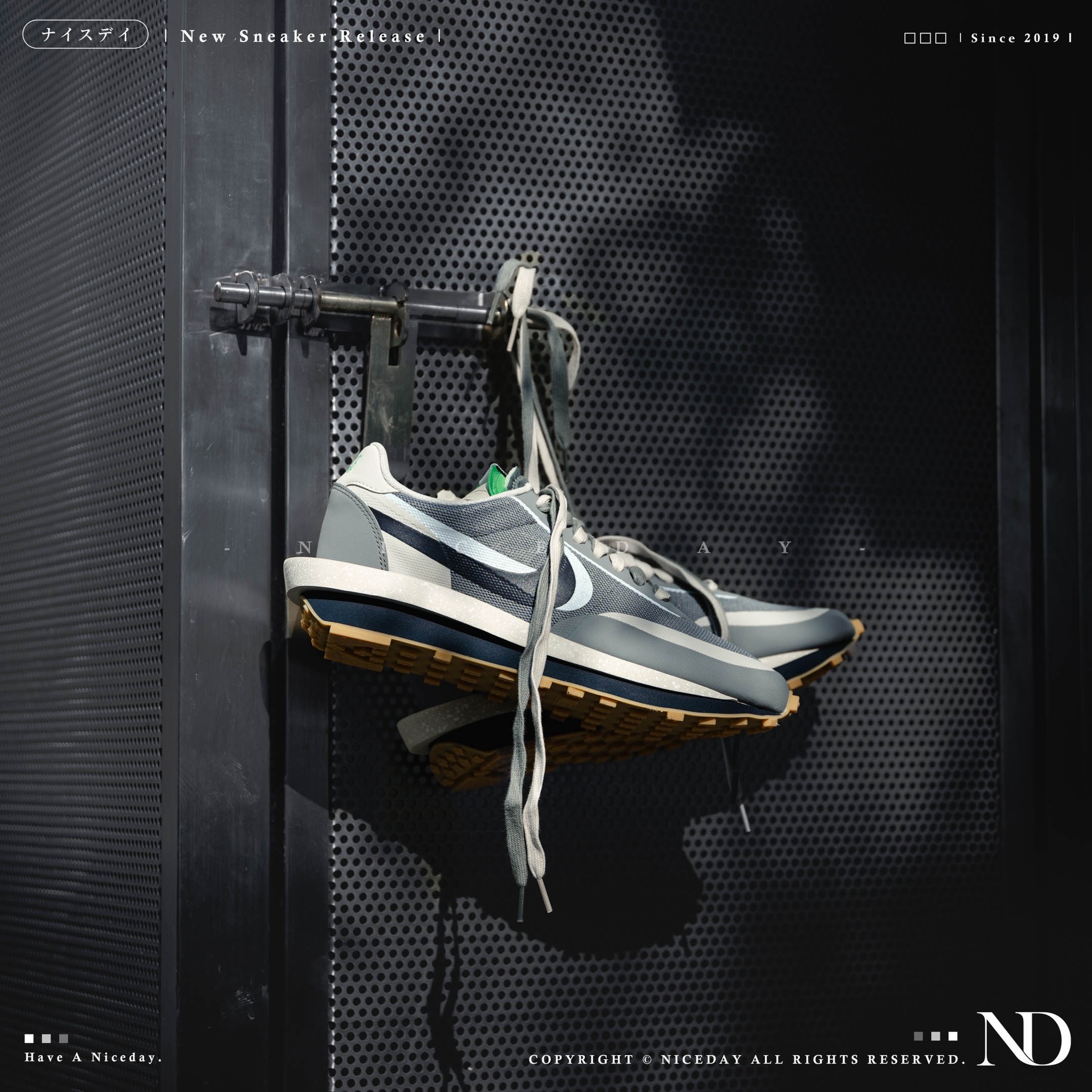 NiceDay 部分現貨 Nike waffle x sacai x clot 灰藍 三方聯名 陳冠希 荊棘 男女尺寸  DH3114-001