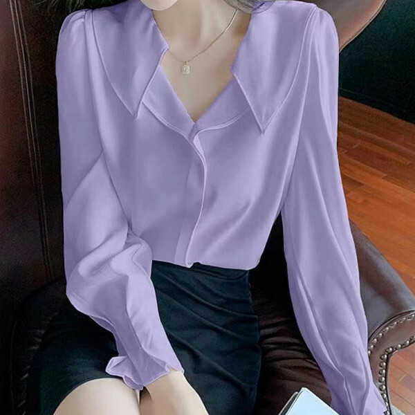 Chiffon long-sleeved foreign shirt spring and autumn women's wear