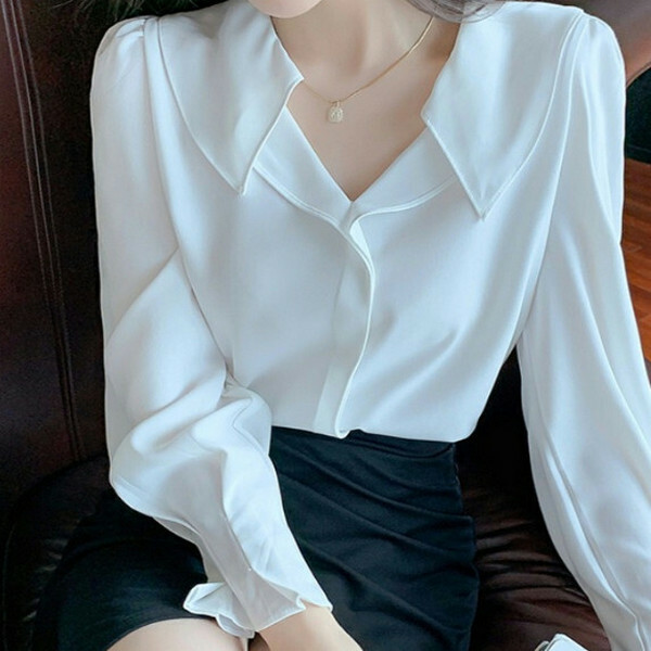 Chiffon long-sleeved foreign shirt spring and autumn women's wear