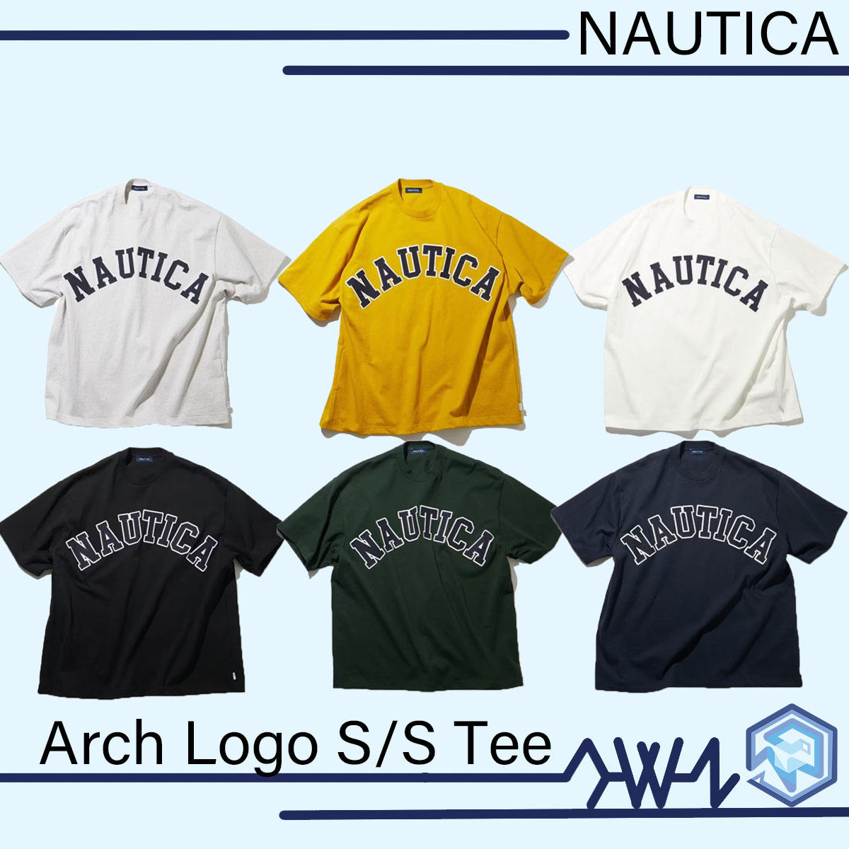 【代購】NAUTICA 經典 刺繡大LOGO  日本線  🇯🇵  六色 男女同款  白色 淺灰 黑色 芥末黃 綠色 海藍