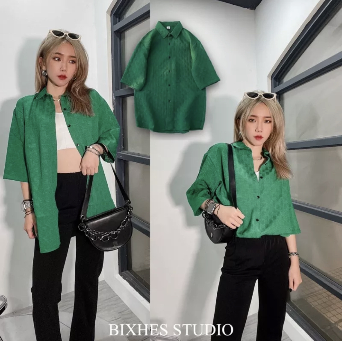 質感壓紋格襯衫(G00012)