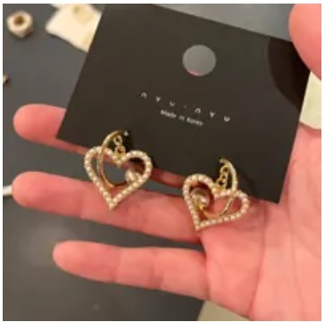 [S] NYU.NYU PEARL HEART EARRING,GOLD, SNN201 (SNN201)