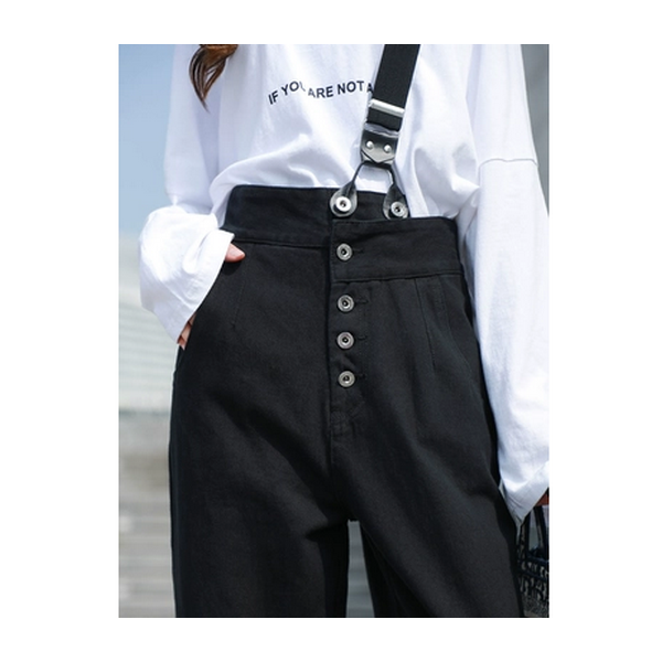 One-piece high-waisted straight-leg trousers