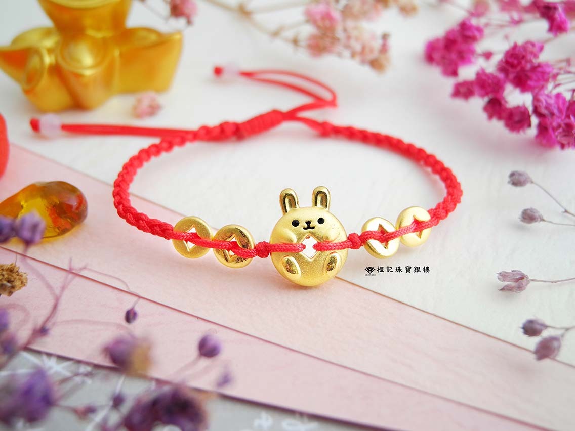 五錢錢兔/五錢小兔/旺財兔 編織金手鍊