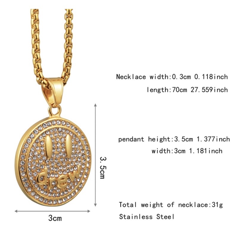 Drew House Mascot Gold 鍍金色笑臉 掛墜 項鍊