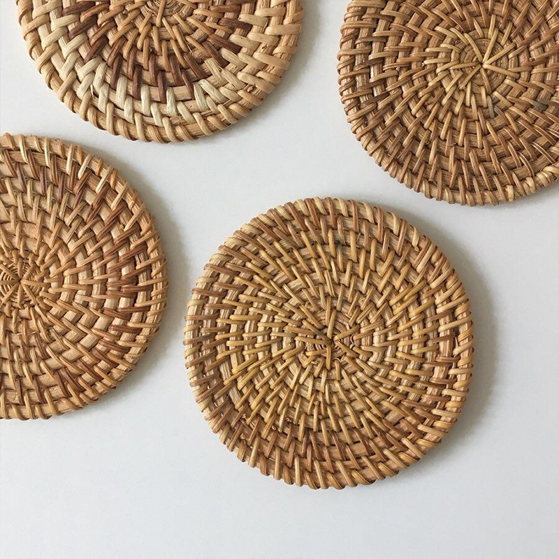 《2808》咖啡廳手工藤編隔熱杯墊