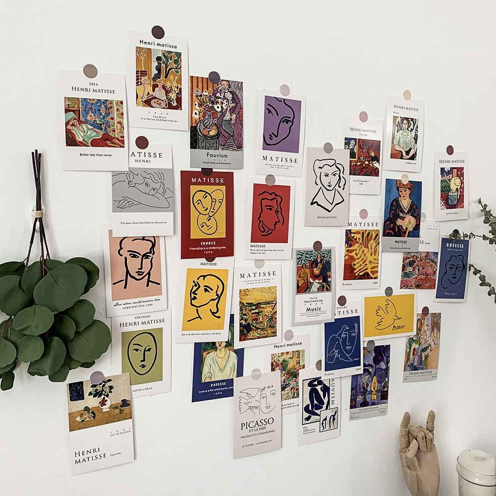 《2809》復古油畫線條風格裝飾卡片(隨機10入)