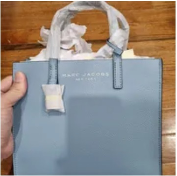 [S] MARC JACOBS MINI GRIND COATED LEATHER TOTE,STONE BLUE,(FINAL SALE), M0015685-463 (SMJ137)