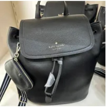 [S] KATE SPADE KB714 ROSIE PEBBLED LEATHER MD FLAP BACKPACK,BLACK, 196021275715 (SKS698)