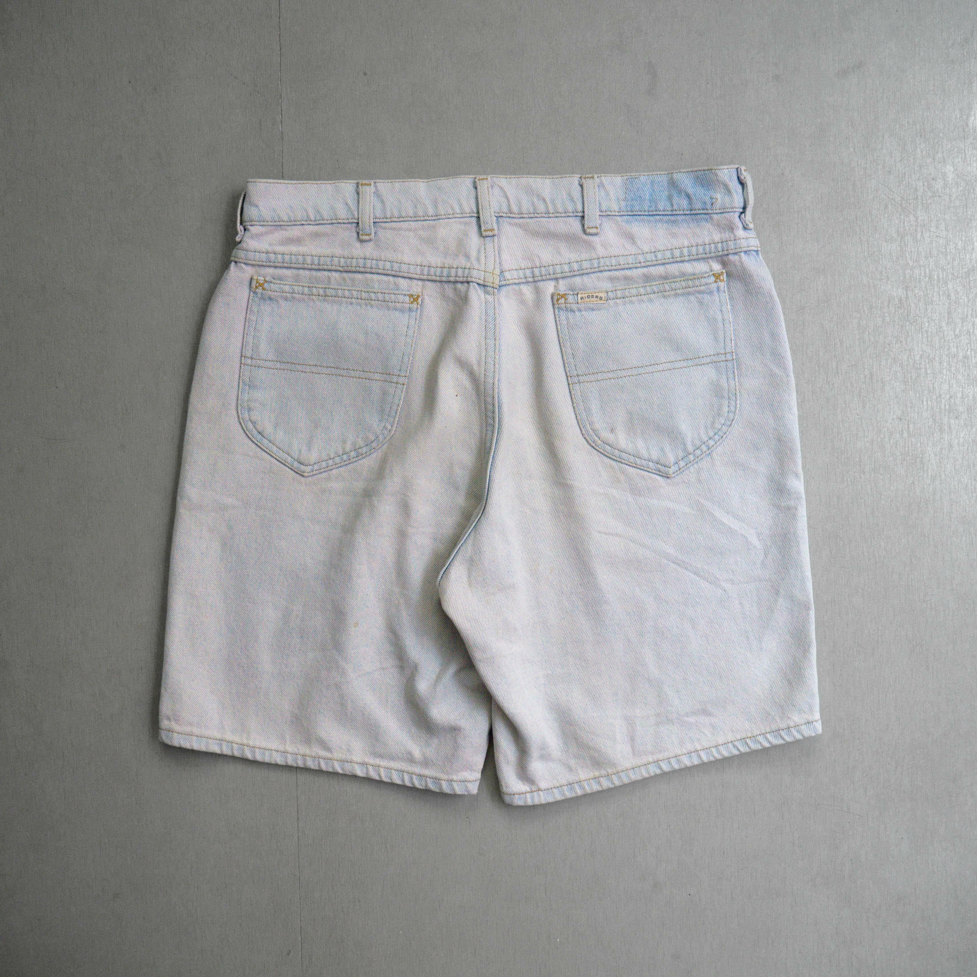VINTAGE DENIM SHORTS JORTS 美國 淺藍 刷白 拉鍊 牛仔 丹寧 短褲