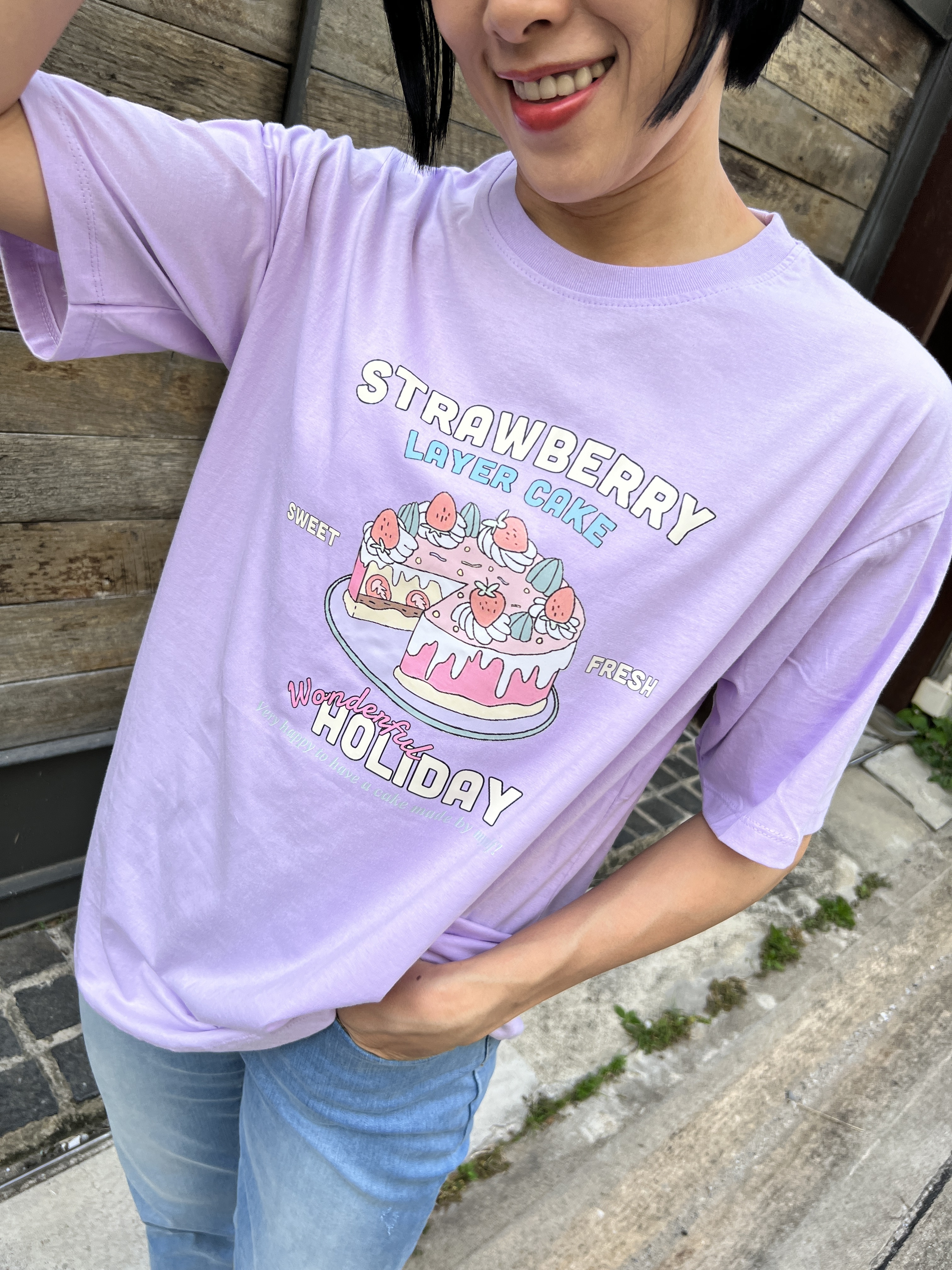 泰國小文青starberry蛋糕配色T (紫)