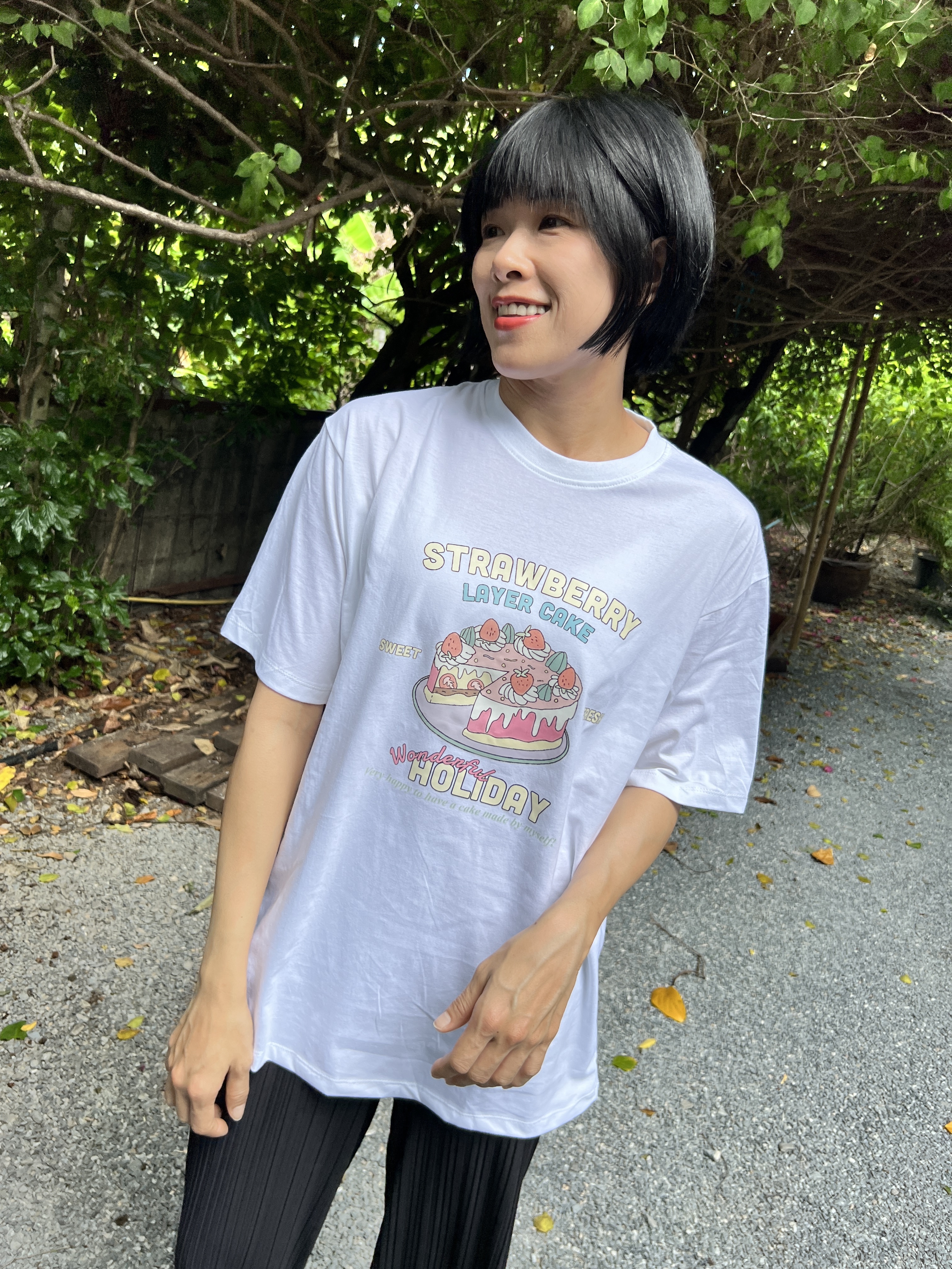 泰國小文青starberry蛋糕配色T (白)