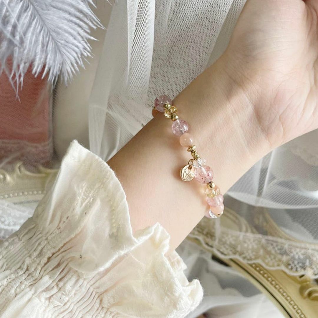 ☽◌*莓果翩翩 ／白水體草莓晶．橙月光．黃水晶