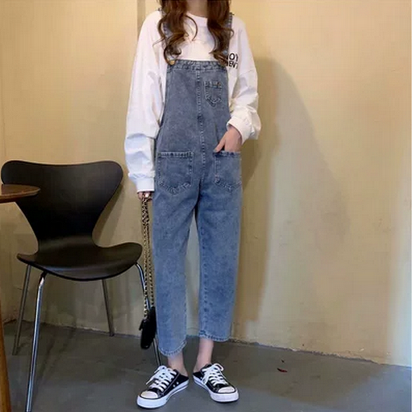 Suspender cropped jeans