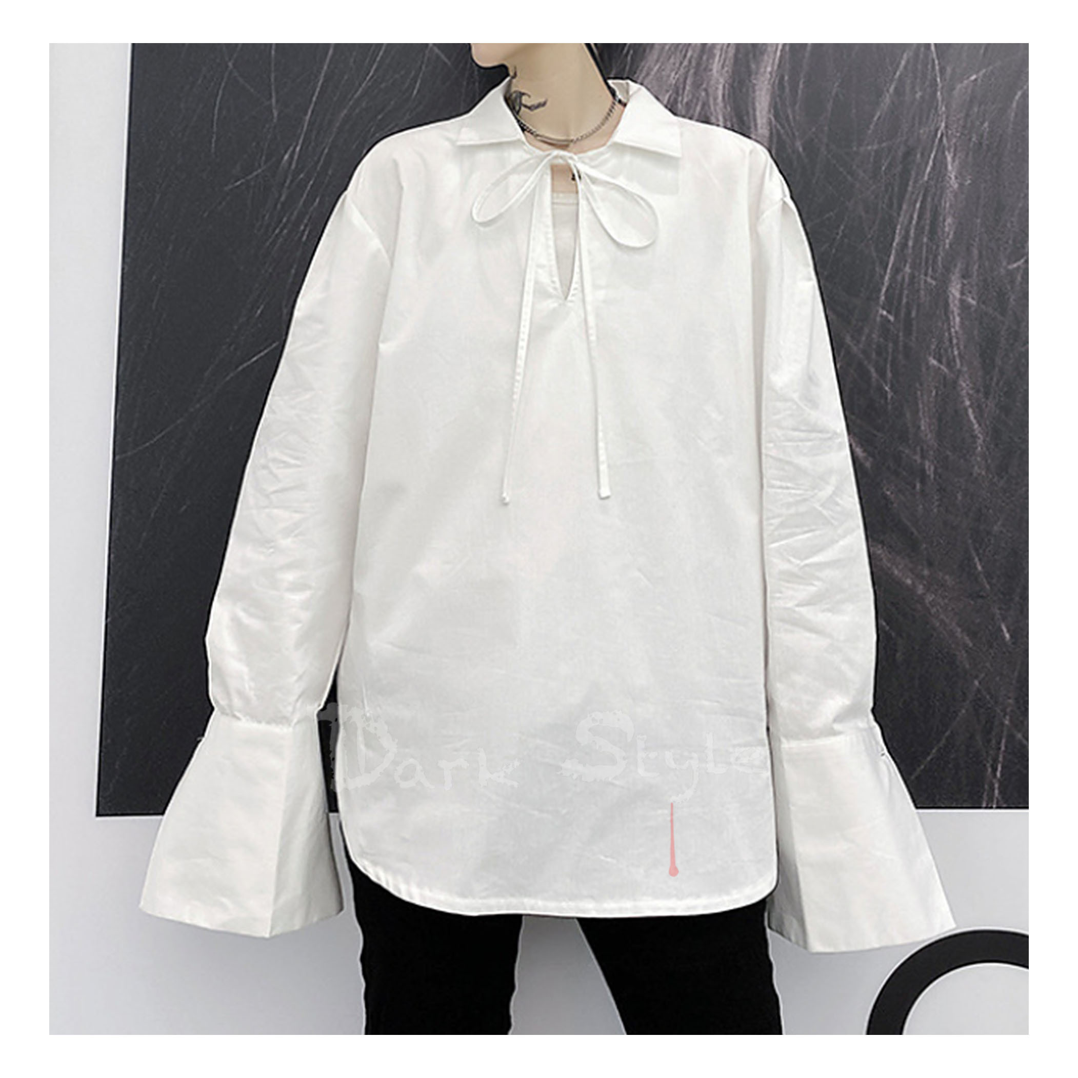 晴明-男用小水袖寬鬆長版襯衫