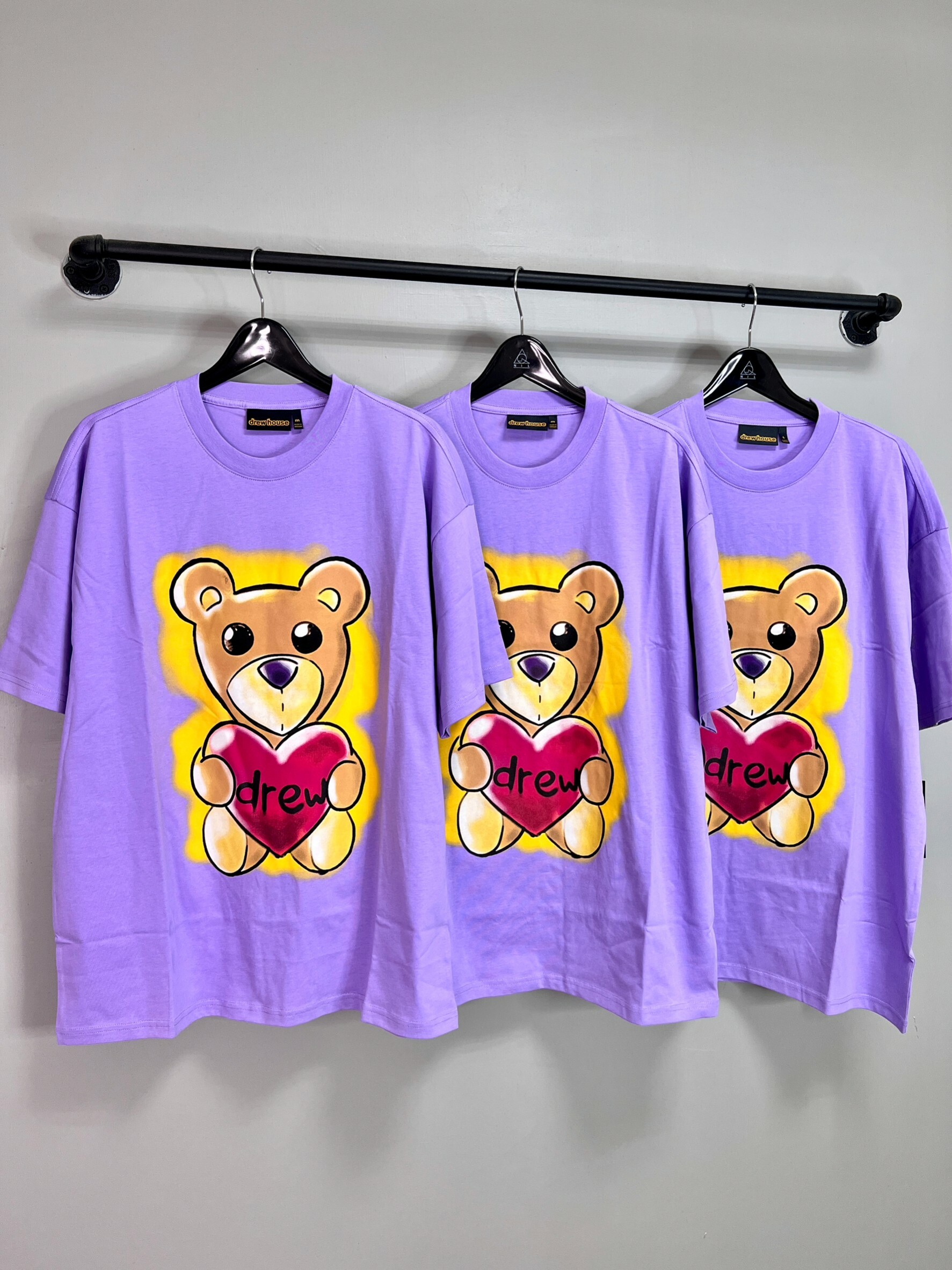 Drew House 超稀少款 愛心小熊Logo 薰衣草紫 短袖 T