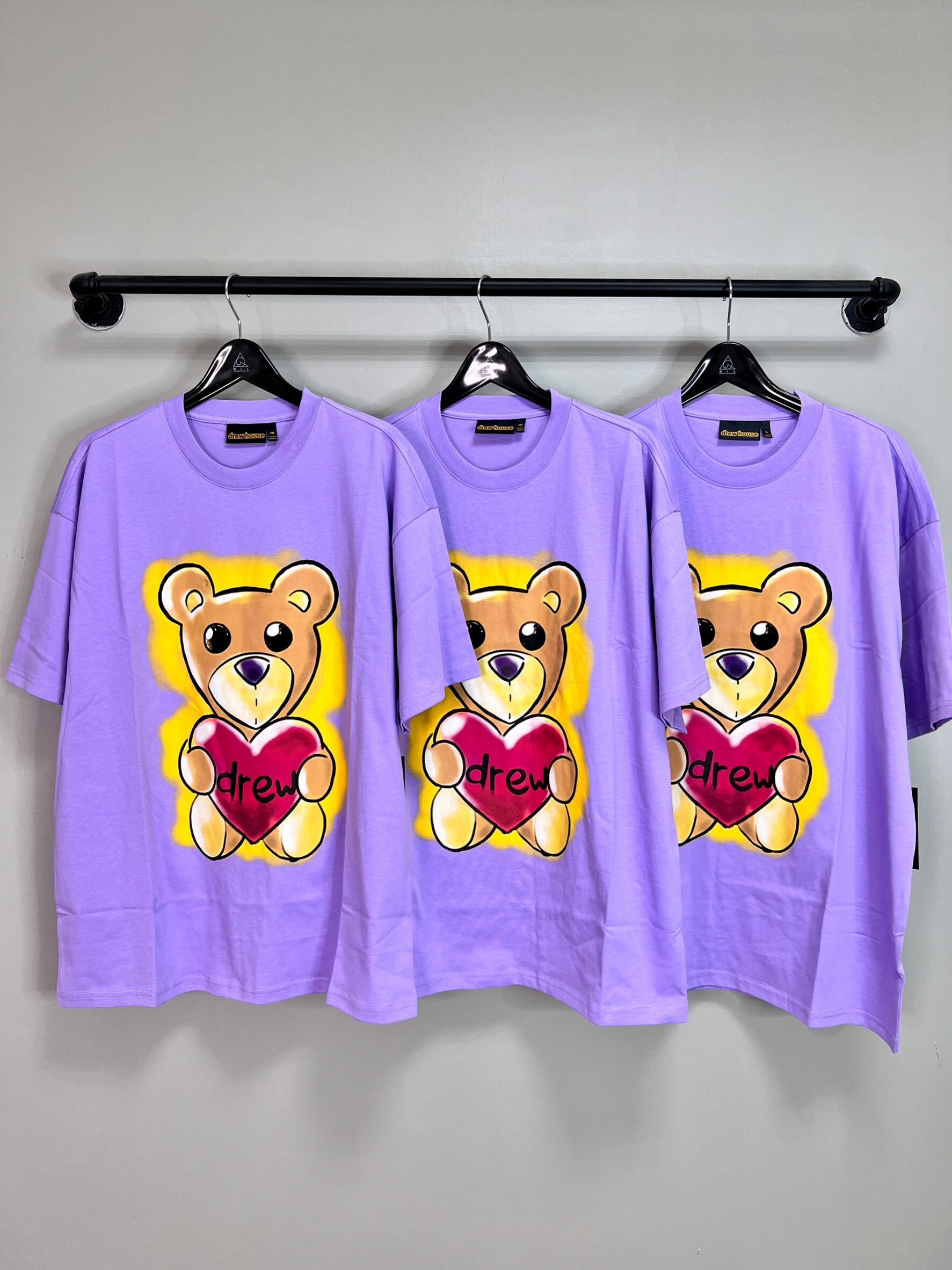 Drew House 超稀少款 愛心小熊Logo 薰衣草紫 短袖 T