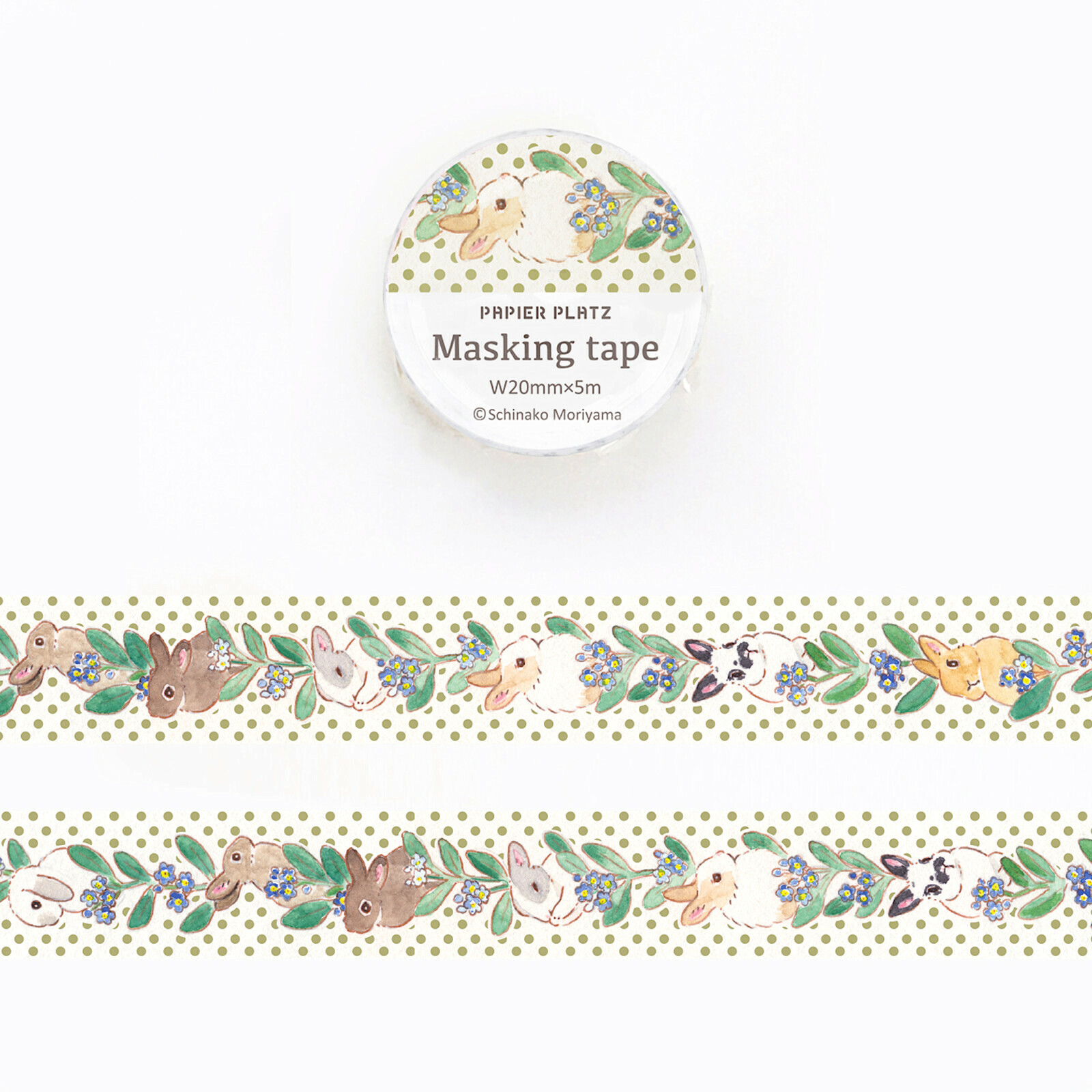 Papier Platz Masking Tape with Hot Foil Stamping－Schinako Moriyama Myosotis (Japanese Stationery Brand)