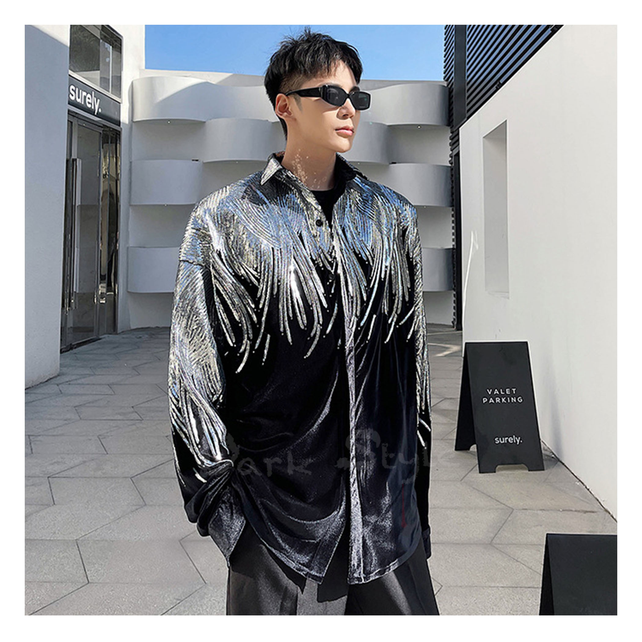 銀天使-亮片絨質長袖上著