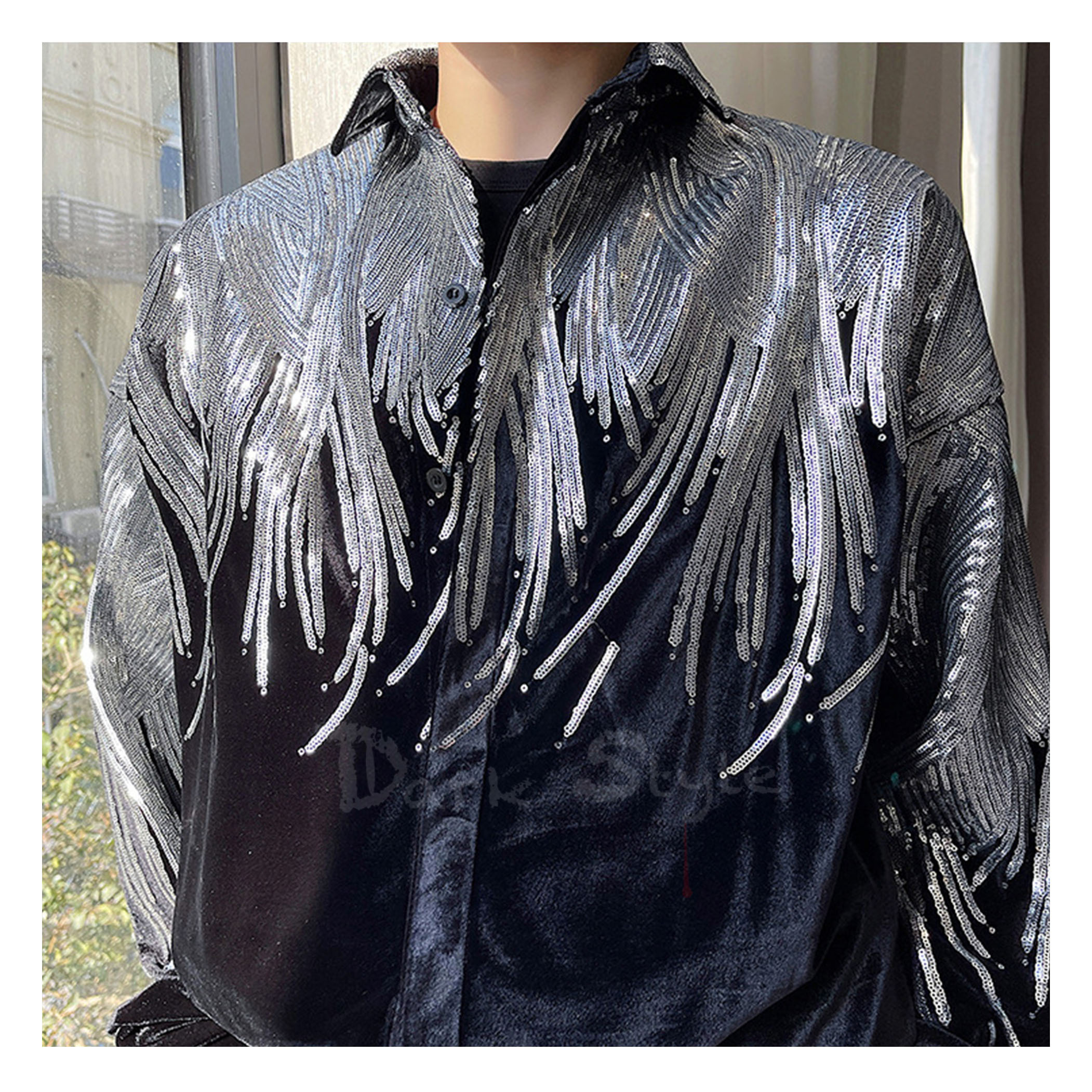 銀天使-亮片絨質長袖上著