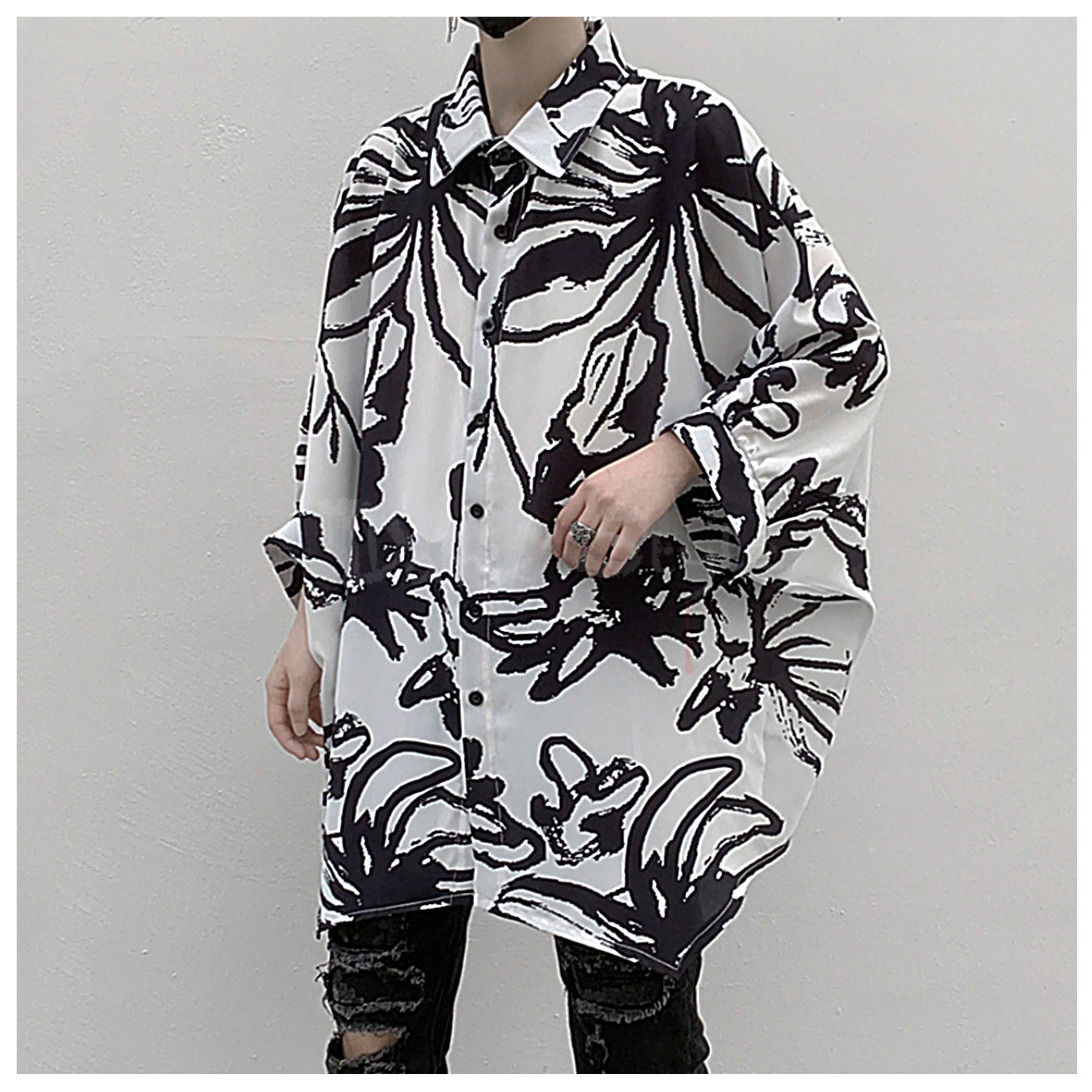 潑-水墨塗鴨寬鬆半袖襯衫