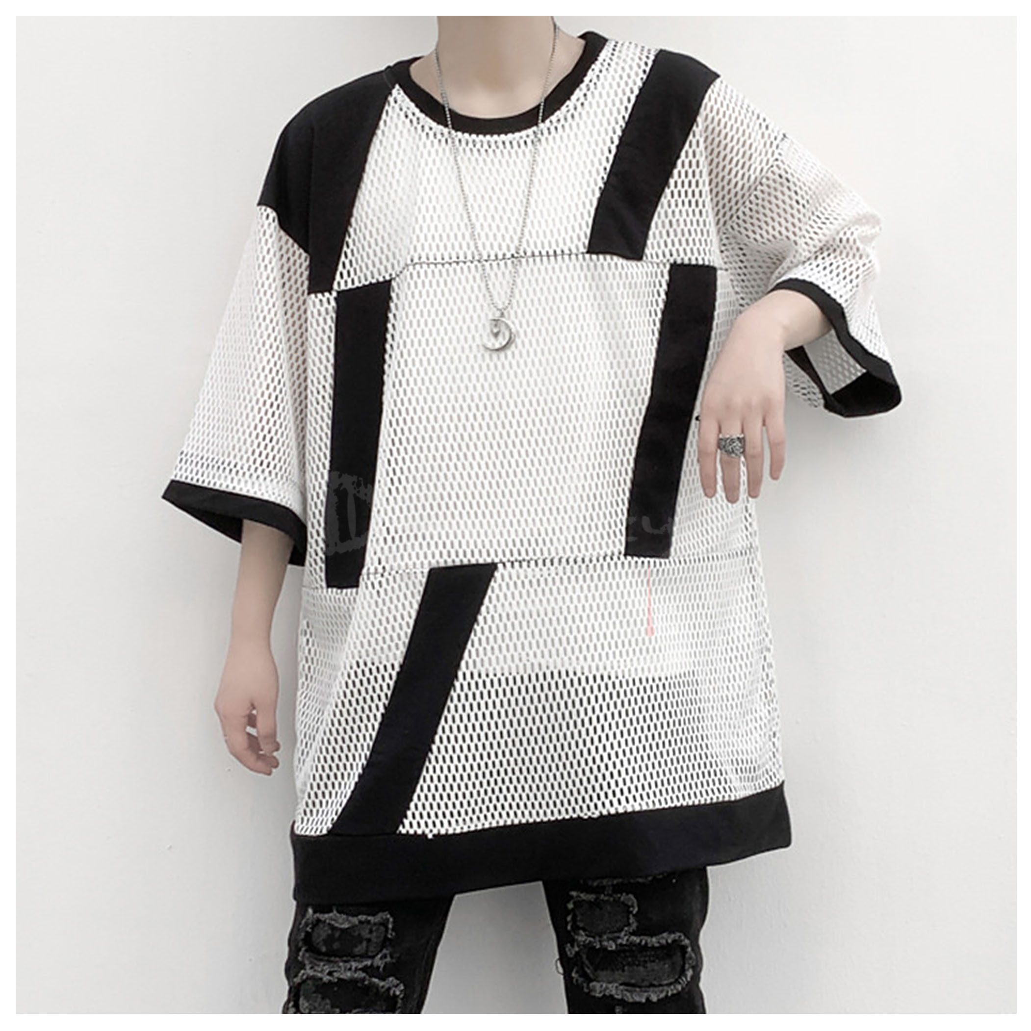 落-網眼撞色半袖上著 (機能層次)