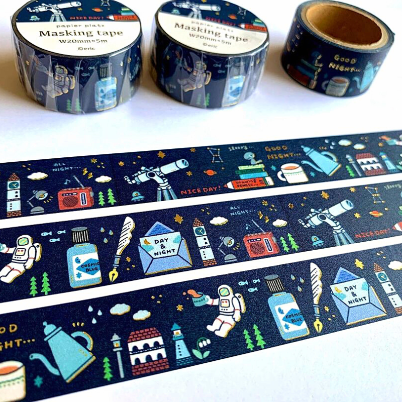 Papier Platz Masking Tape with Hot Foil Stamping－Eric Cosmic (Japanese Stationery Brand)