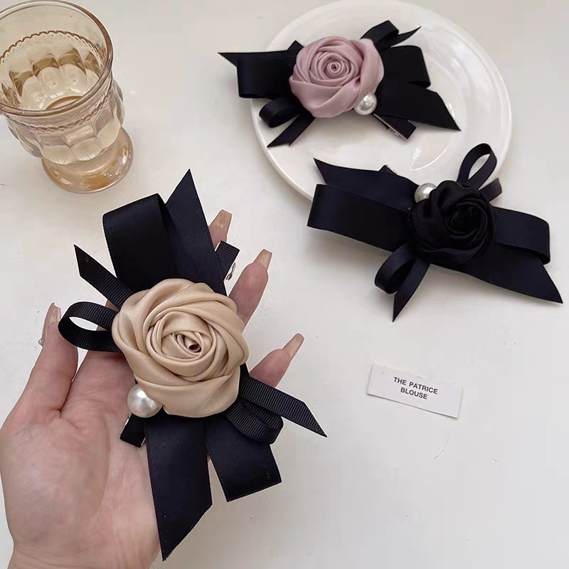 【2 for RM10】Elegant Rose Premium Ribbon Hair Clip