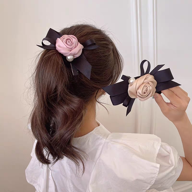 【2 for RM10】Elegant Rose Premium Ribbon Hair Clip
