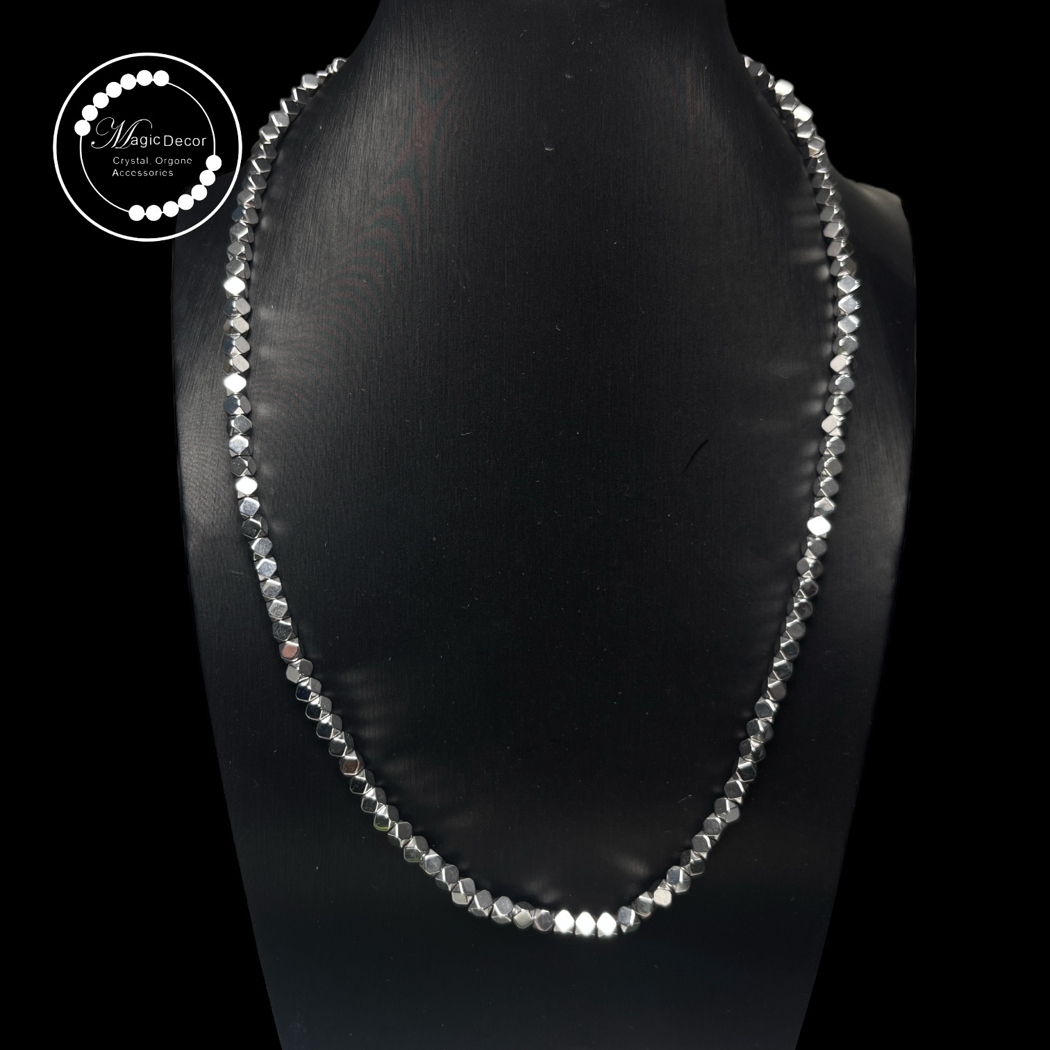 0729-c11 唐八菱切割電鍍黑膽石頸鏈