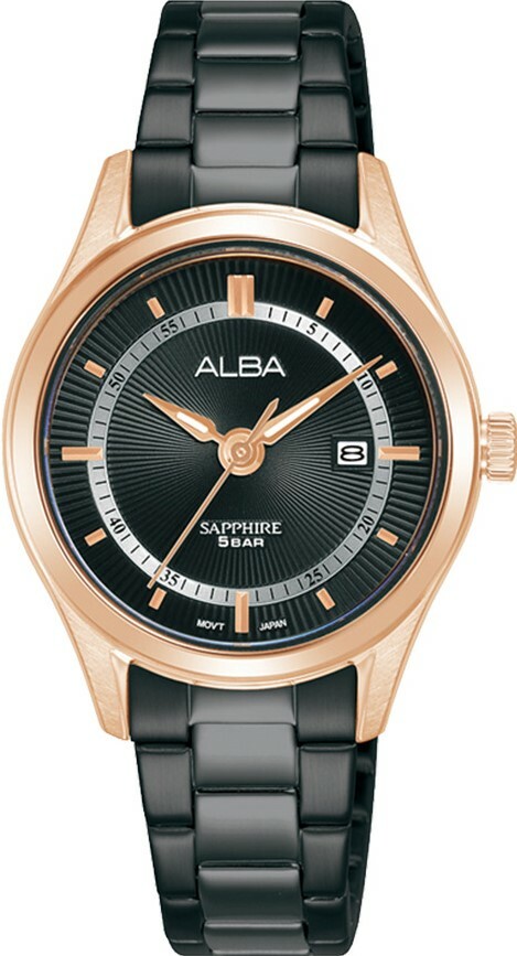 萬年鐘錶 - ALBA    優雅經典全黑不鏽鋼女錶  AH7BP8X1 /  VJ22-X396SD  錶徑30MM