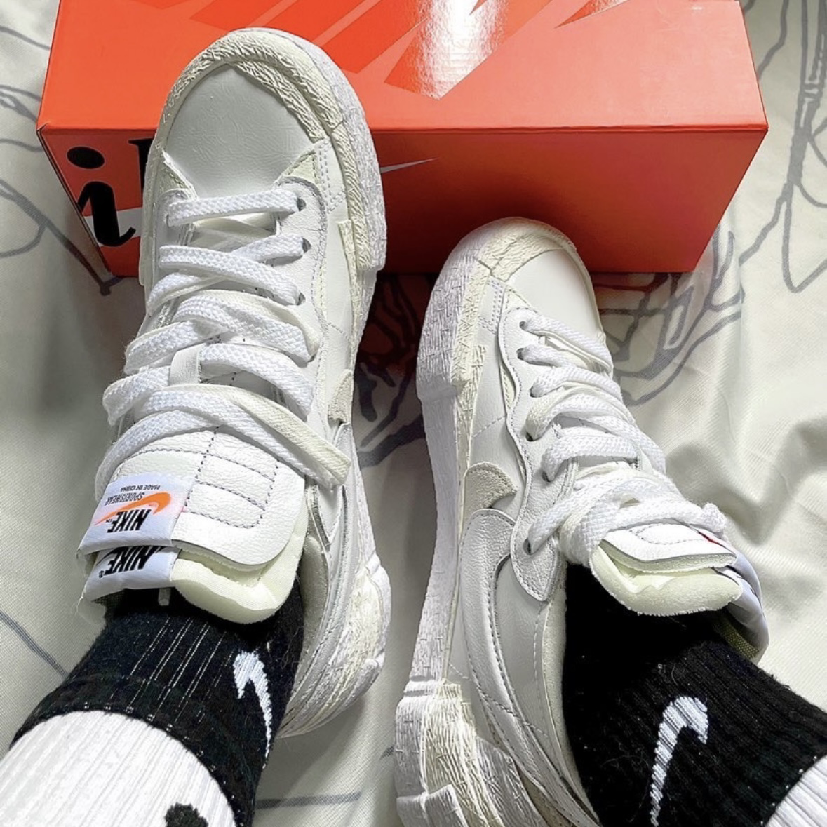 Nike Blazer Low x Sacai White 米白 解構 漆皮 聯名