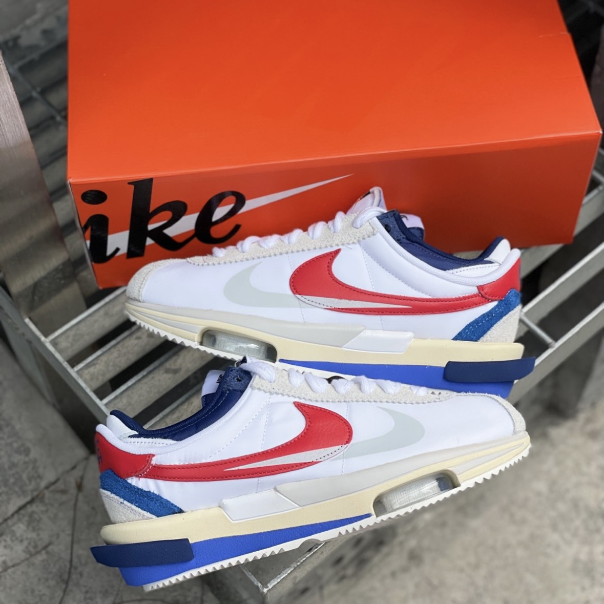 Nike Zoom Cortez SP x Sacai 白紅藍 經典 聯名 解構 氣墊