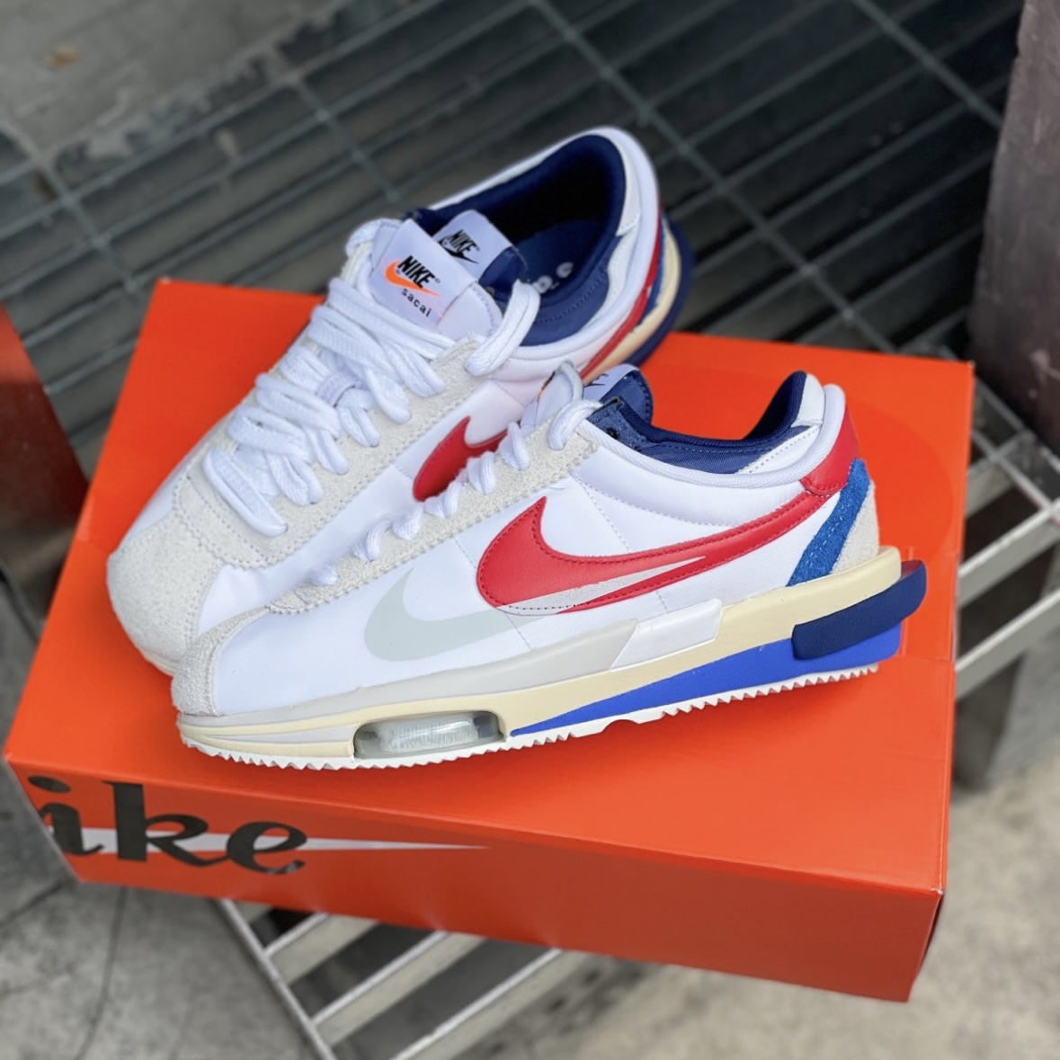 Nike Zoom Cortez SP x Sacai 白紅藍 經典 聯名 解構 氣墊