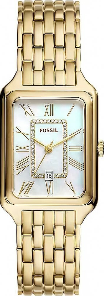 萬年鐘錶 - Fossil   復古方形珍珠貝不鏽鋼女錶  ES5304  錶徑26MM
