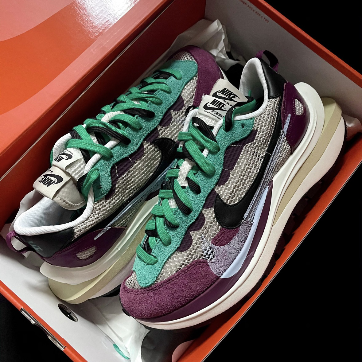 Nike Vaporwaffle x Sacai 酒紅 二代聯名 雙勾 解構 男女款