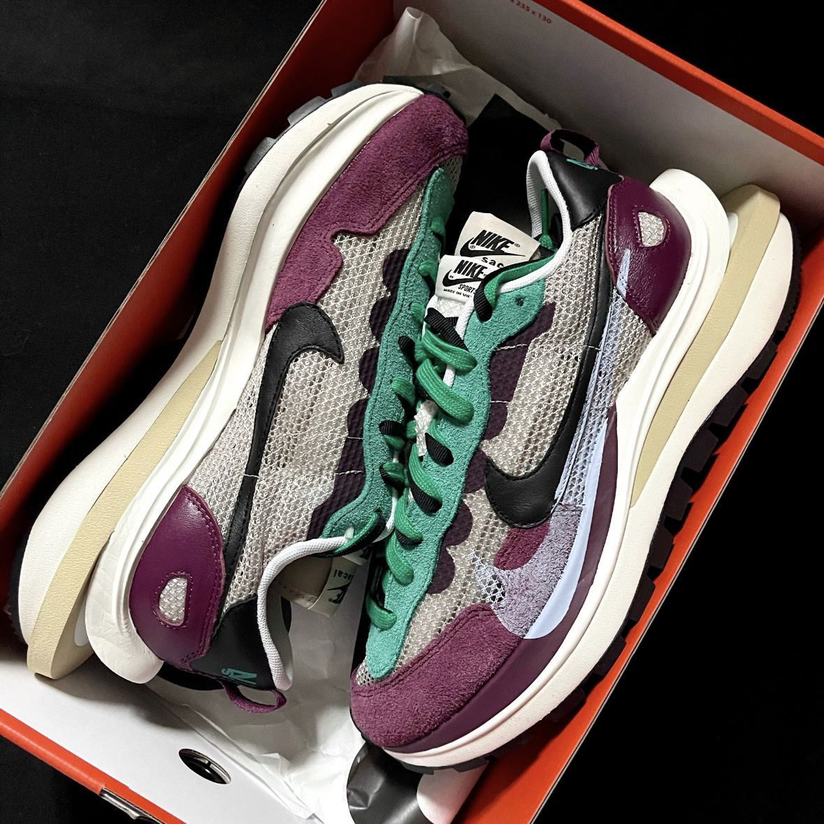 Nike Vaporwaffle x Sacai 酒紅 二代聯名 雙勾 解構 男女款