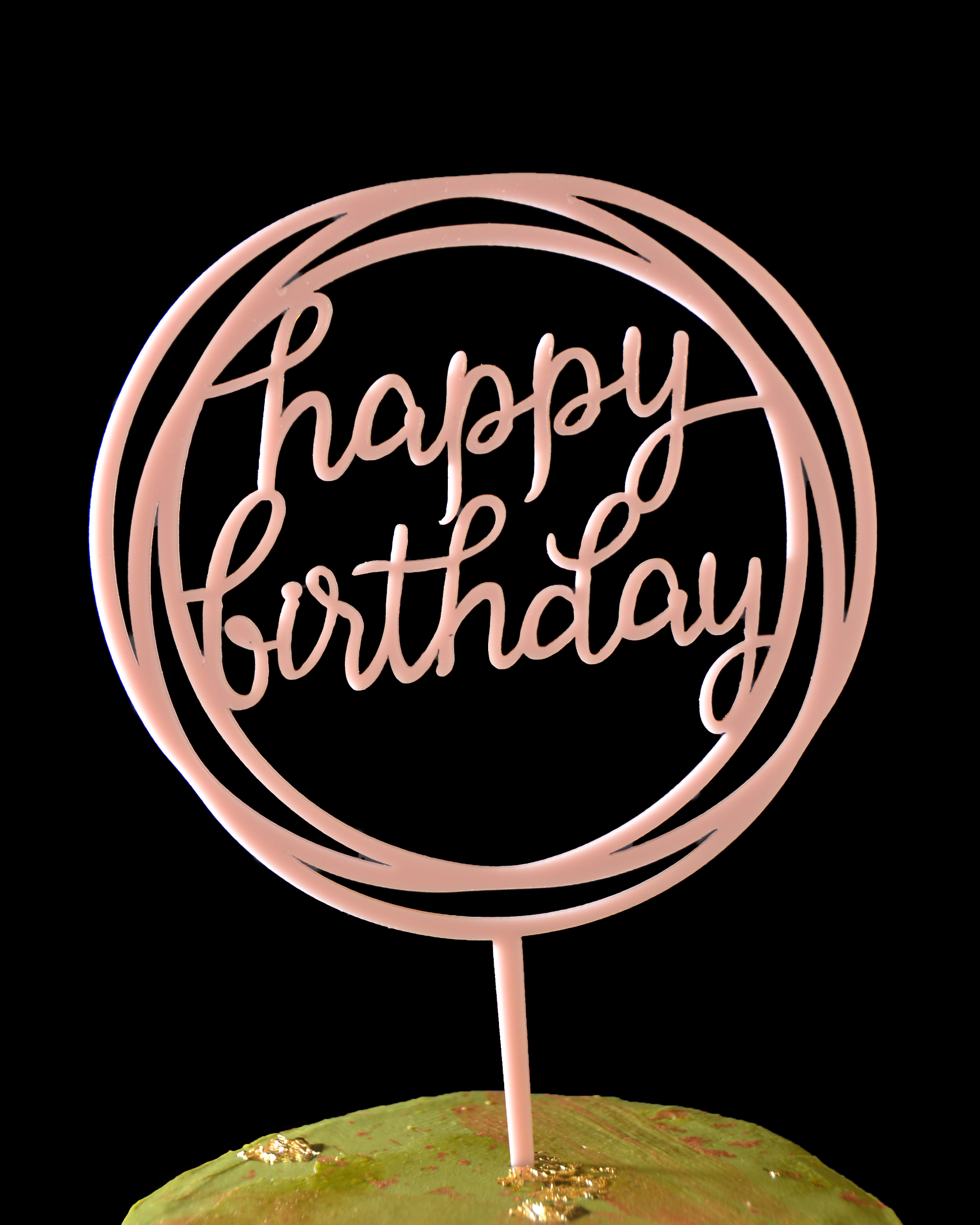 "Happy Birthday" 蛋糕插牌（粉紅色）