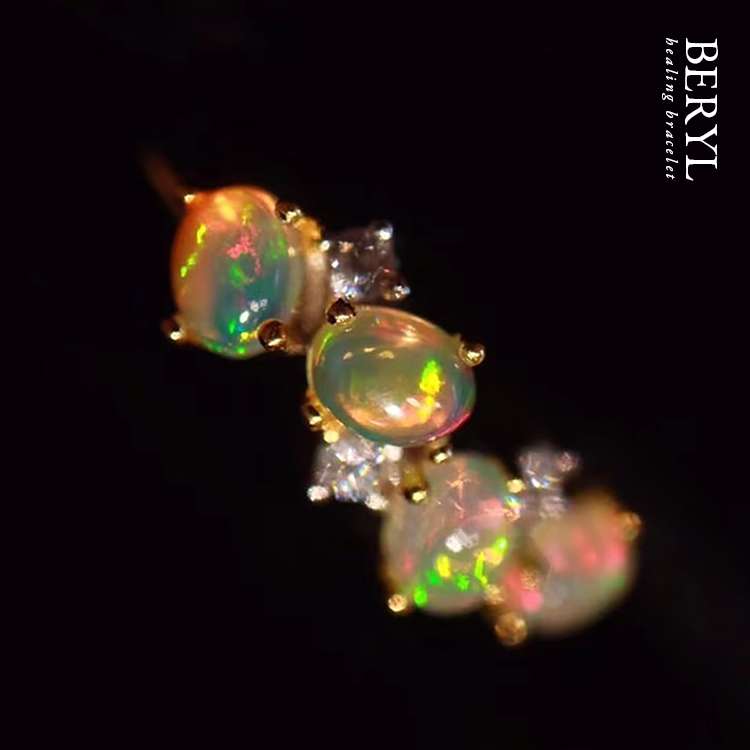 十月誕生石｜天然歐泊蛋白石純銀戒(活圍)